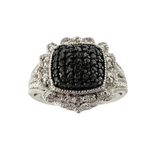 Elegant Balck Diamond Cocktail Ring Size 7.25 - A+ Stuff