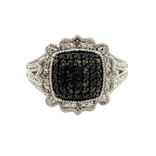 Elegant Balck Diamond Cocktail Ring Size 7.25 - A+ Stuff