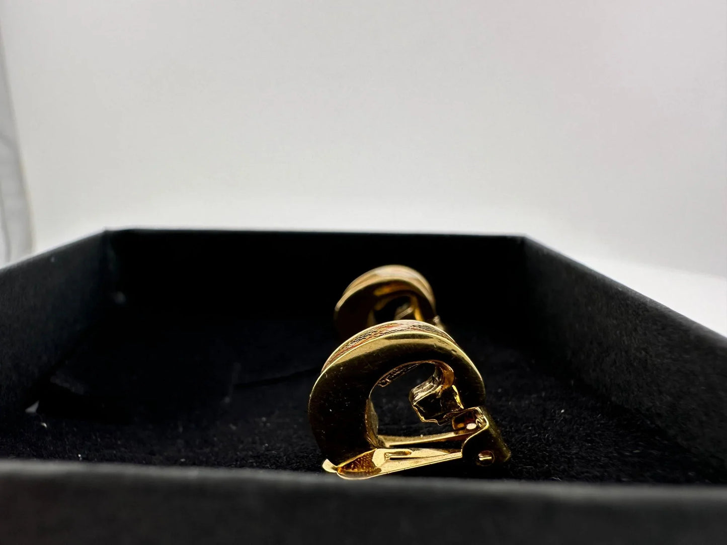Burberry Nova Check Gold Tone Clip On Hoop Earrings - A+ Stuff