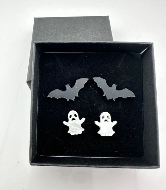 2 Pairs of Halloween Earrings - Bats & Ghosts - Super Cute!!! - A+ Stuff