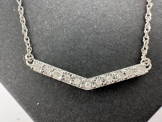 Chevron Illusion Set Diamond Bar Necklace - A+ Stuff