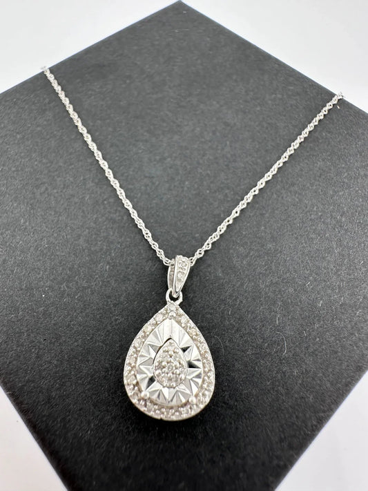 Pear Cut Natural Diamond Pendant Necklace - A+ Stuff