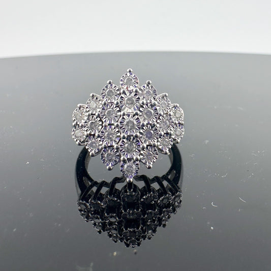 Beautiful 1/2 Carat Natural Diamond Cluster Ring in Sterling Silver - Diamonds Galore!