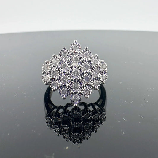 Beautiful 1/2 Carat Natural Diamond Cluster Ring in Sterling Silver - Diamonds Galore! - A+ Stuff