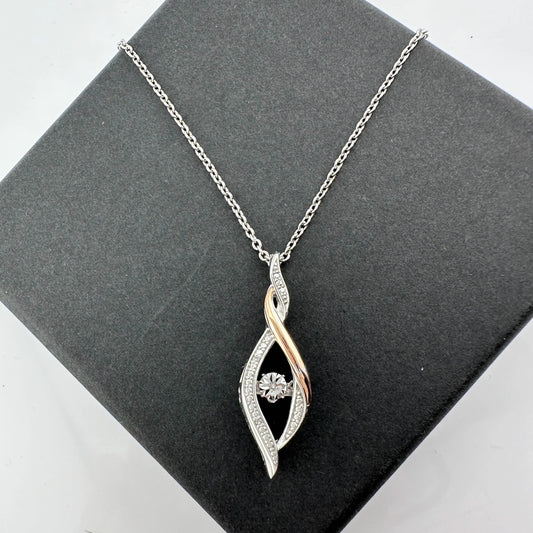 Beautiful Twisted 10kt Rose Gold & Sterling Silver Diamond Necklace - A+ Stuff