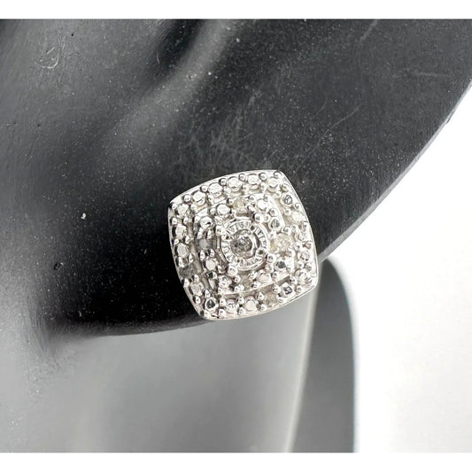 Natural Diamond Cushion Cut Stud Earrings in Sterling Silver - A+ Stuff