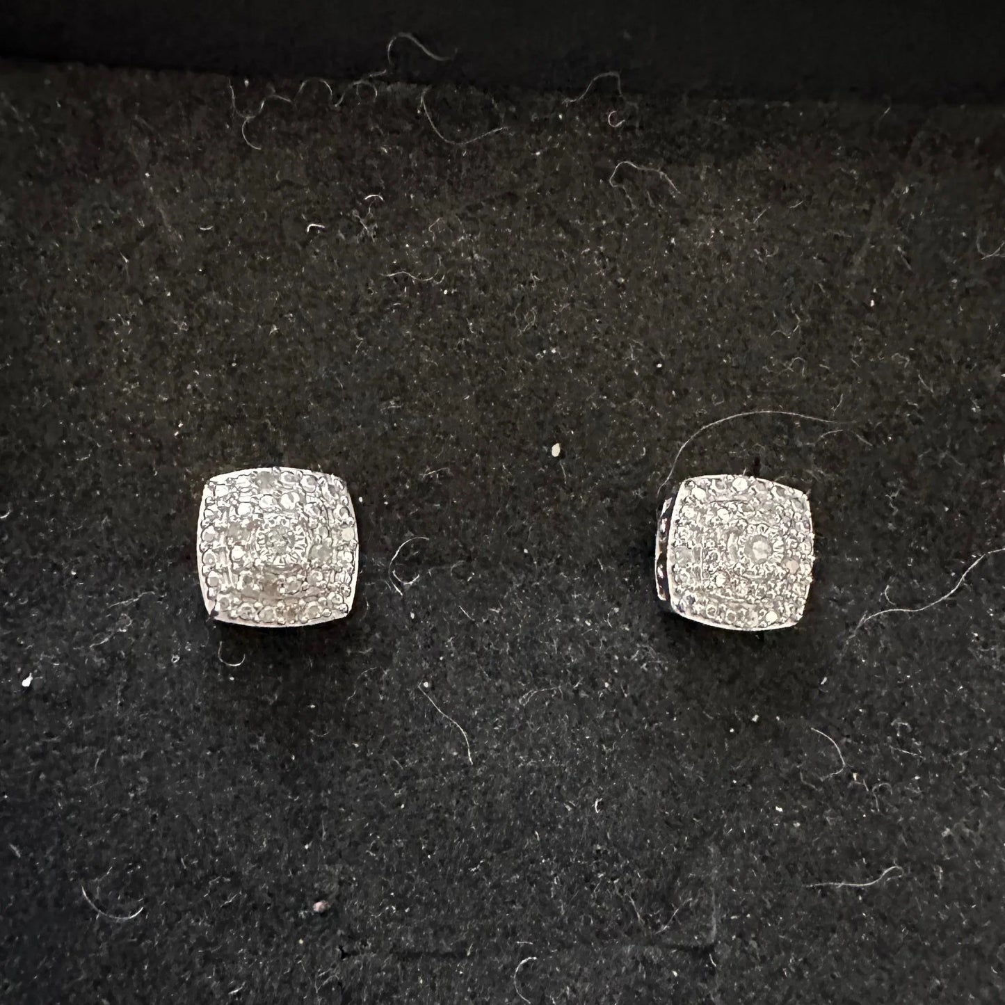 Natural Diamond Cushion Cut Stud Earrings in Sterling Silver - A+ Stuff