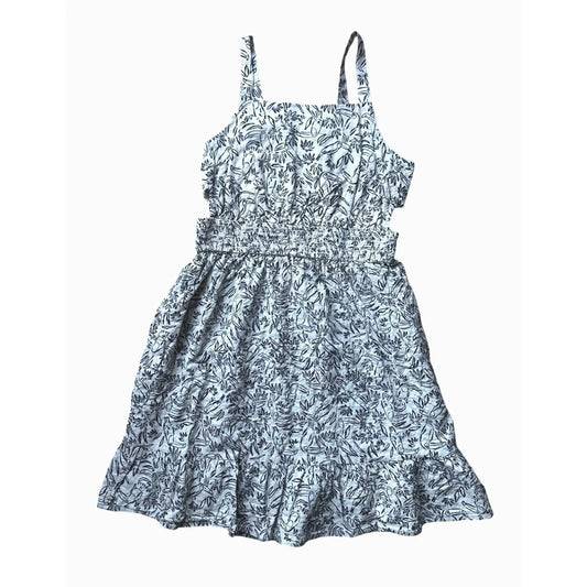CUTE Girls Sundress - Black and Off White Toucan Print dress - Smocked Torso & Small Cutouts at Waist - MEDIUM (8-10) - A+ Stuff