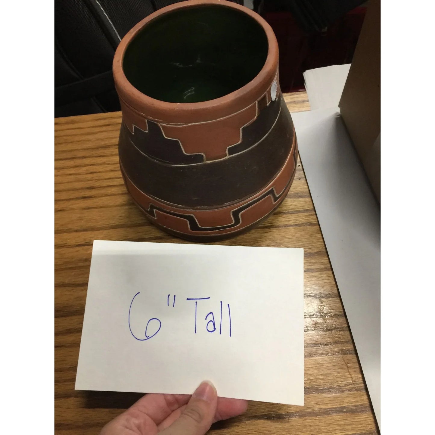 Vintage Native American Handmade Patterned Clay Pot- 6'' tall - A+ Stuff