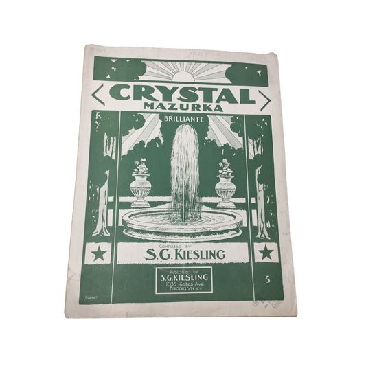 Antique Sheet Music Book - ''CRYSTAL MAZURKA BRILLIANTE''