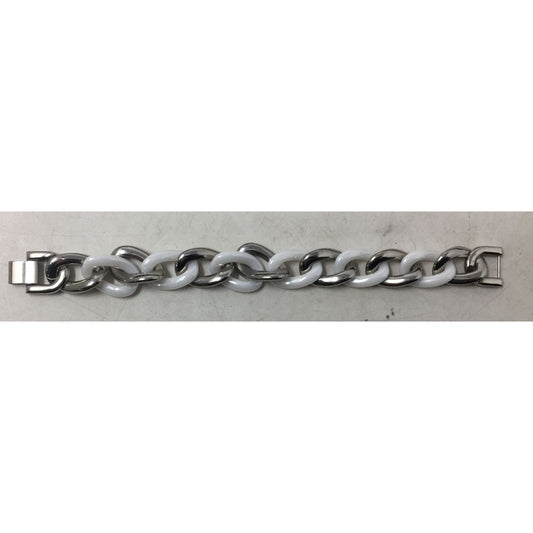 Women's White and Silver Chunky Link Bracelet