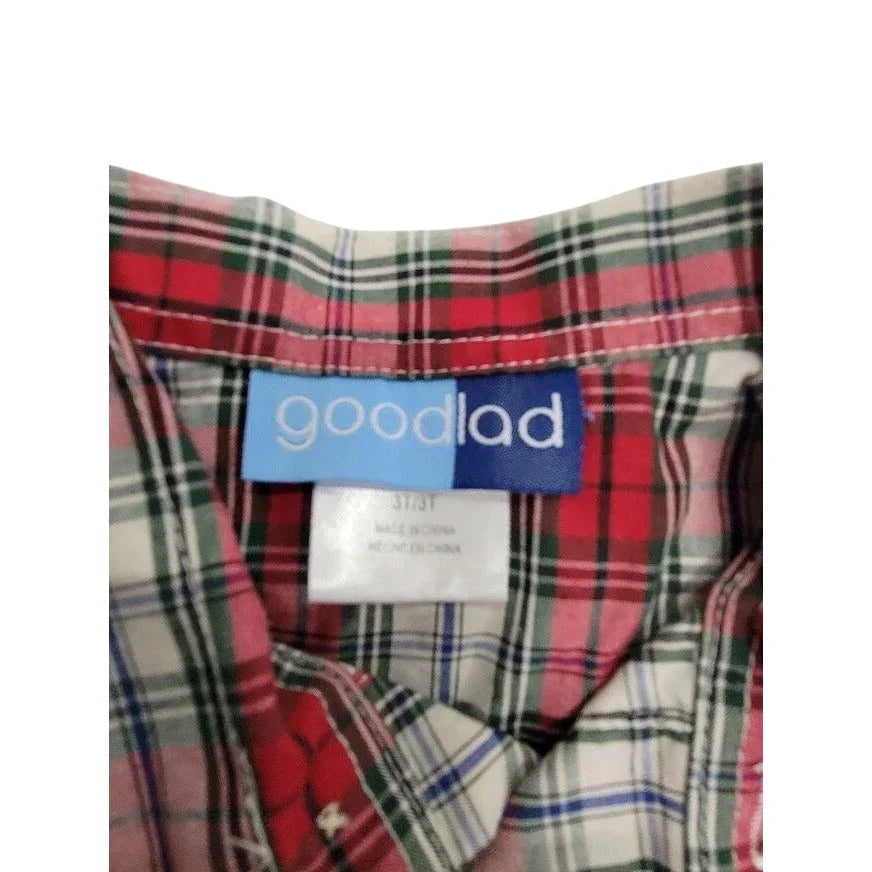 Good Lad Christmas Sweatervest with plaid shirt (3T) - Moose in scarf on sweater - cute fun holiday set GOODLAD A+ Stuff Shirts & Tops