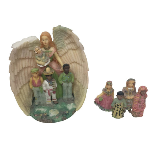 Youngs Inc. Vintage Angel Figurine With Children Of The World