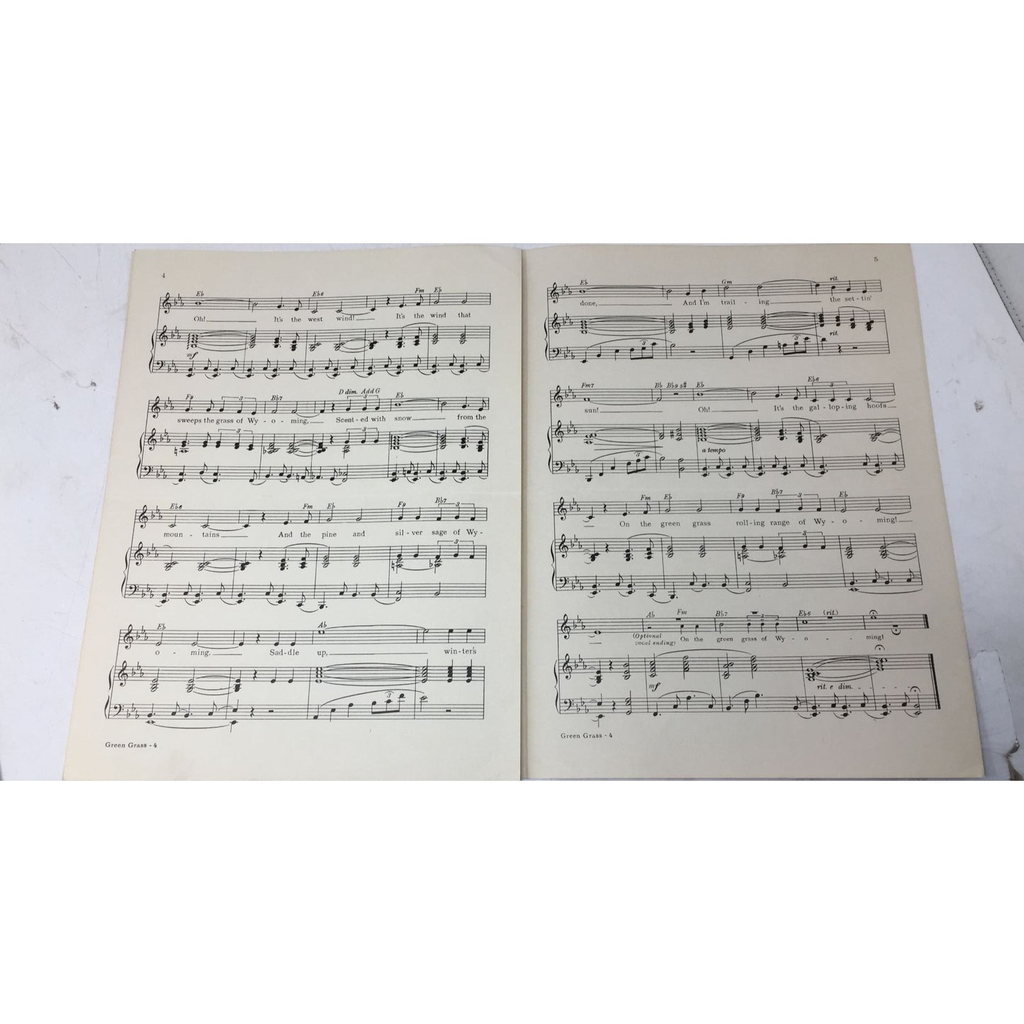 ''GREEN GRASS OF WYOMING'' Words and Music by Mary O'Hara