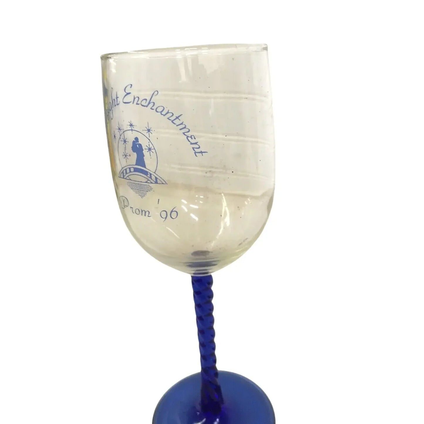 MIDNIGHT ENCHANTMENT Jr/Sr Prom Blue Stemmed Wineglass - 1996 Unbranded