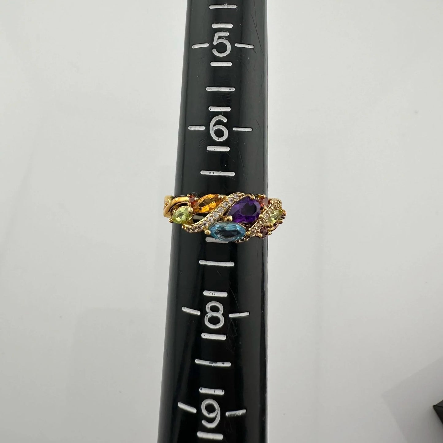 Colorful Gemstone Bouquet Ring in Sterling Silver with 14kt Gold Overlay - A+ Stuff