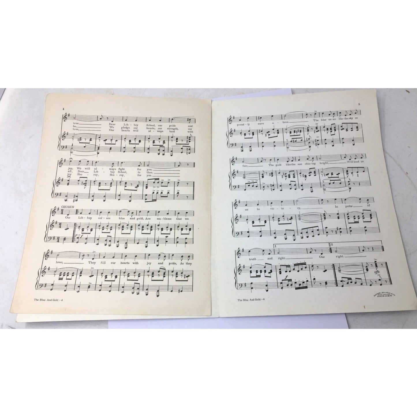 1926 sheet music titled "The Blue & Gold" for Edward Drummond Libbey High School in Toledo, Ohio unknown A+ Stuff sheet