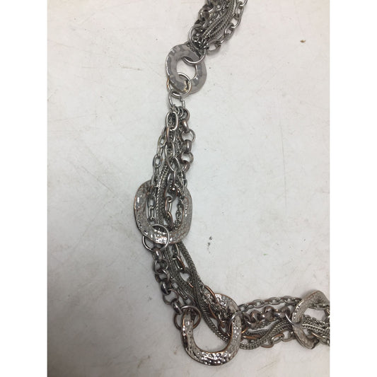 Women's Silver Tone Multi Chain Necklace with Circles