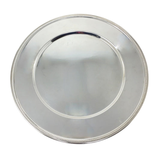 Vintage 11 5/8 " Chrome Charger Plates - Simple Elegant Beaded Edge - Set of 12 A+ Stuff A+ Stuff Drinking, Dining & More