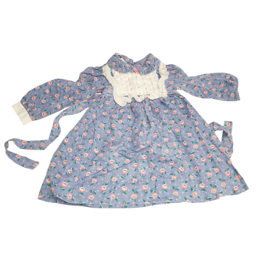 Polly Flinders Vintage floral dress with lace trim on a white background