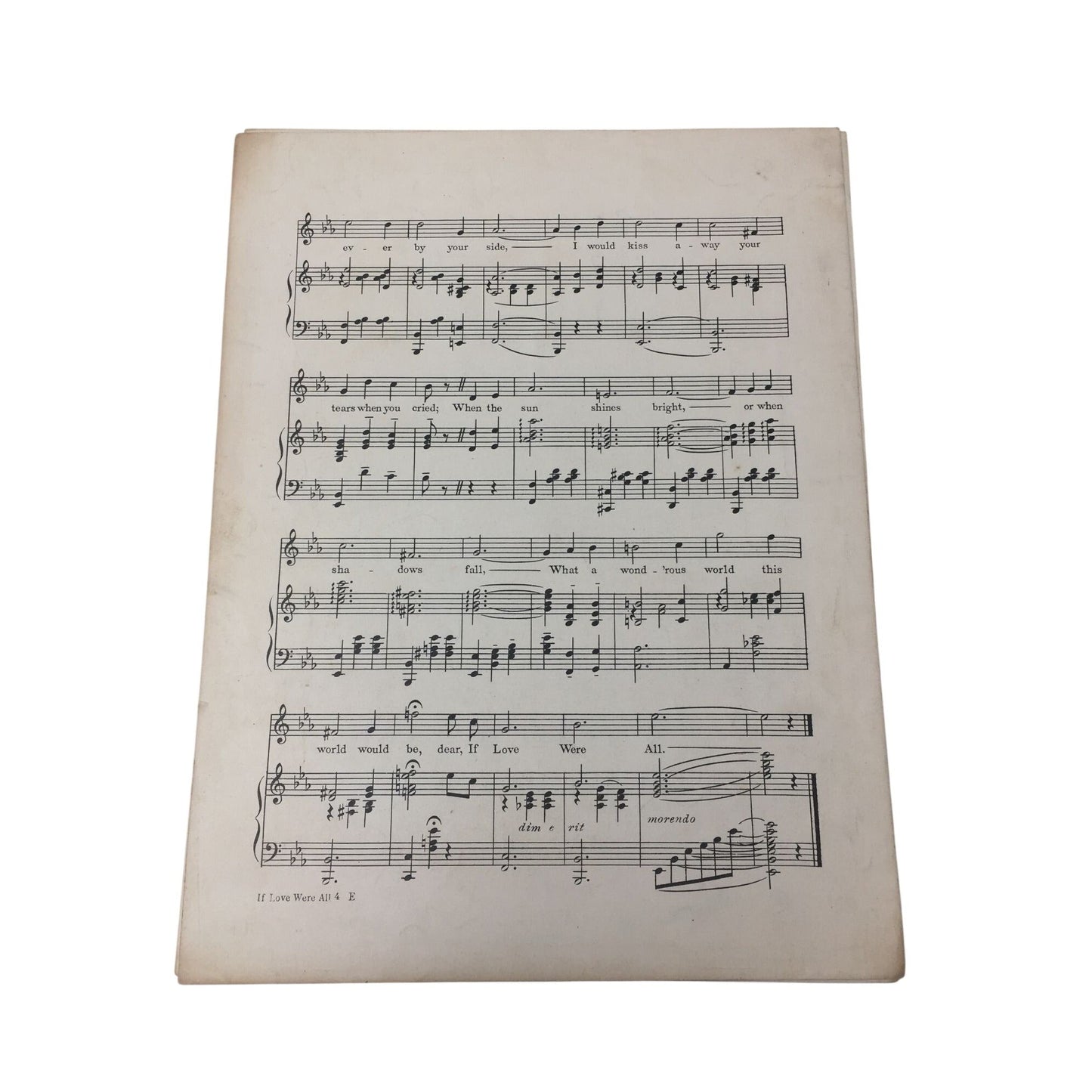 Vintage 1922 sheet music cover for the song "If Love Were All" A+ Stuff A+ Stuff SHEET MUSIC