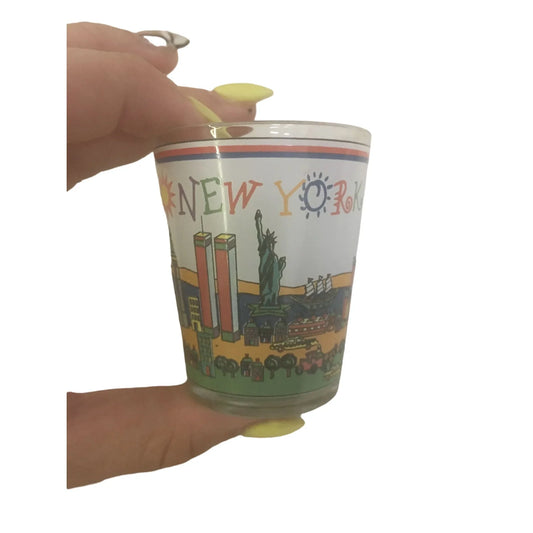 Vintage NYC New York Shot Glass with Different Landmarks on it - A+ Stuff