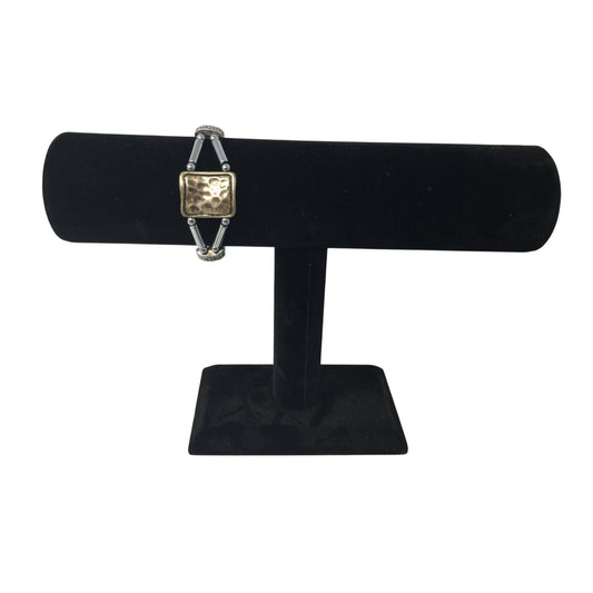 Women's Magnetic Silver Tone Bracelet with Rectangular Pendant