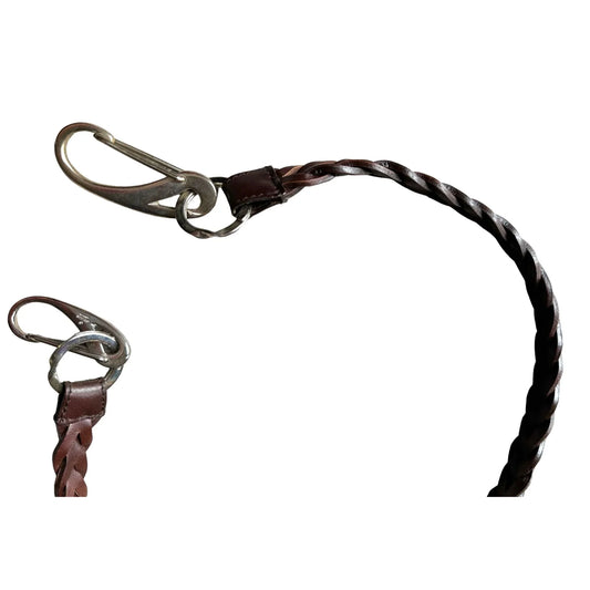 GUCCI Brown Braided Leather Belt with Caribiner Style Clasps - A+ Stuff