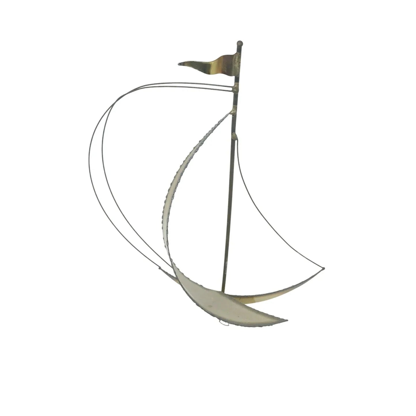 Mid-Century MODERN Brass SAILBOAT Sculpture QUARTZ Base (Signed on Top of Base) -- A+ Stuff Sculptures & Statues