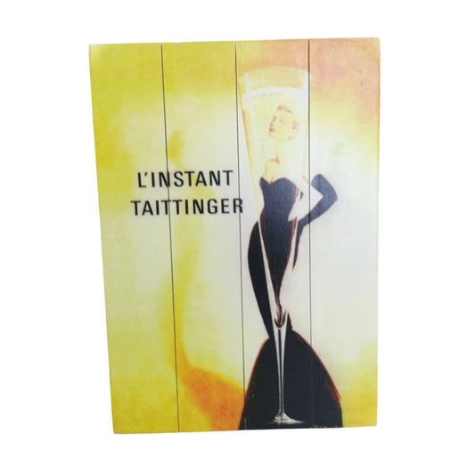 Planked Wood Print of L'INSTANT TAITTINGER Ad w GRACE KELLY Decor L'INSTANT TATTINGER A+ Stuff Artwork