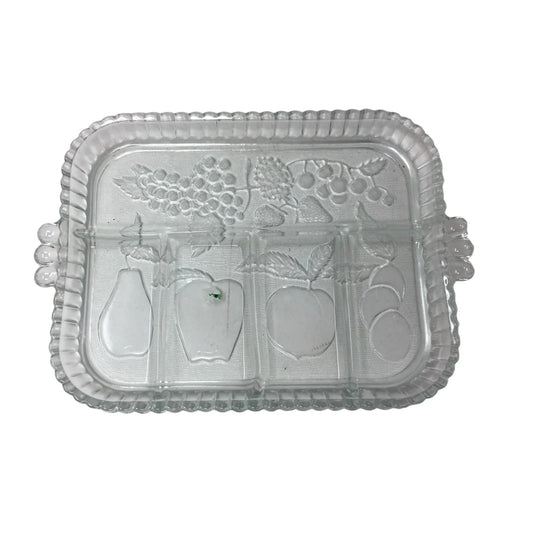 Vintage Large Clear Glass Divided Serving Dish/Fruit Tray - A+ Stuff