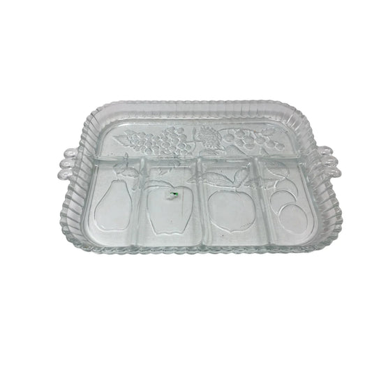 Vintage Large Clear Glass Divided Serving Dish/Fruit Tray - A+ Stuff
