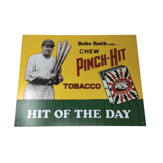 Babe Ruth Says... Chew Pinch-Hit Hit of The Day Vintage 1991 Metal Sign 16x12.5'' - A+ Stuff