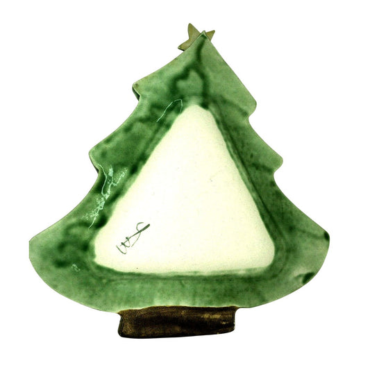 Festive CHRISTMAS TREE Ceramic Holiday Serving Dish -STAR on Top - Signed by Artist