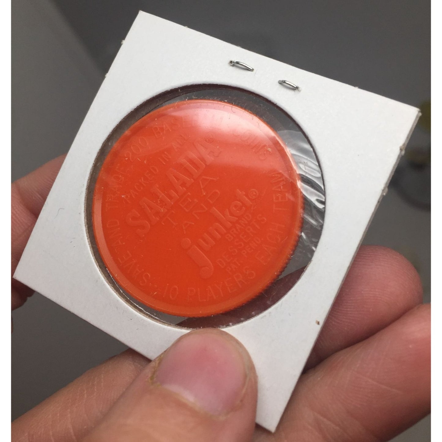 Vintage 1962 111 Braves Ed Mattews 3B Salada Tea and Junket Baseball Plastic Orange Coin