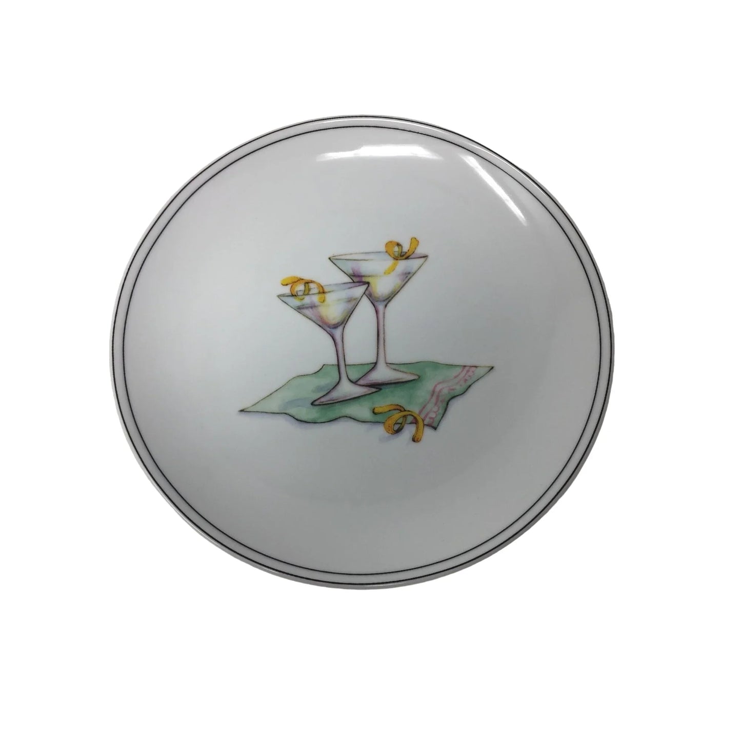 Vintage 2003 Boston Warehouse Set of 4 Martini Design Appetizer Plates - A+ Stuff