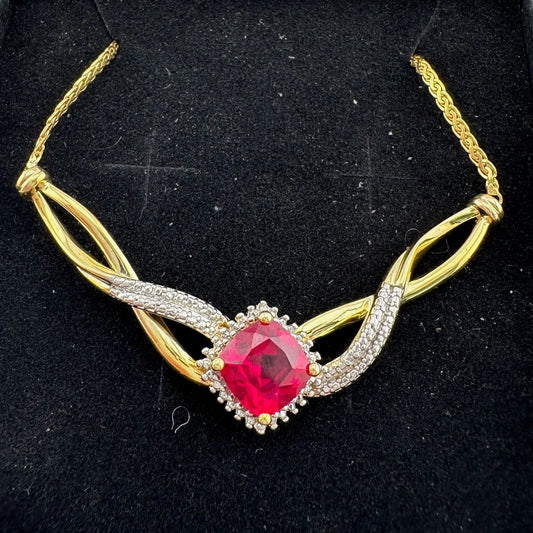 Elegant Lab Created Ruby and White Sapphire Infinite Loop Necklace - A+ Stuff