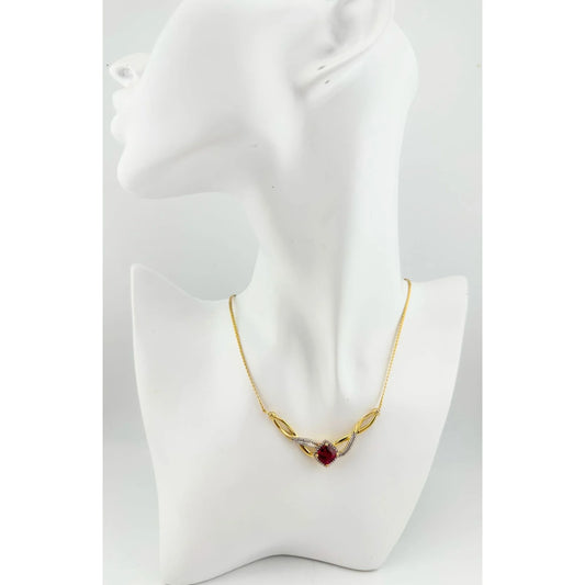 Elegant Lab Created Ruby and White Sapphire Infinite Loop Necklace - A+ Stuff