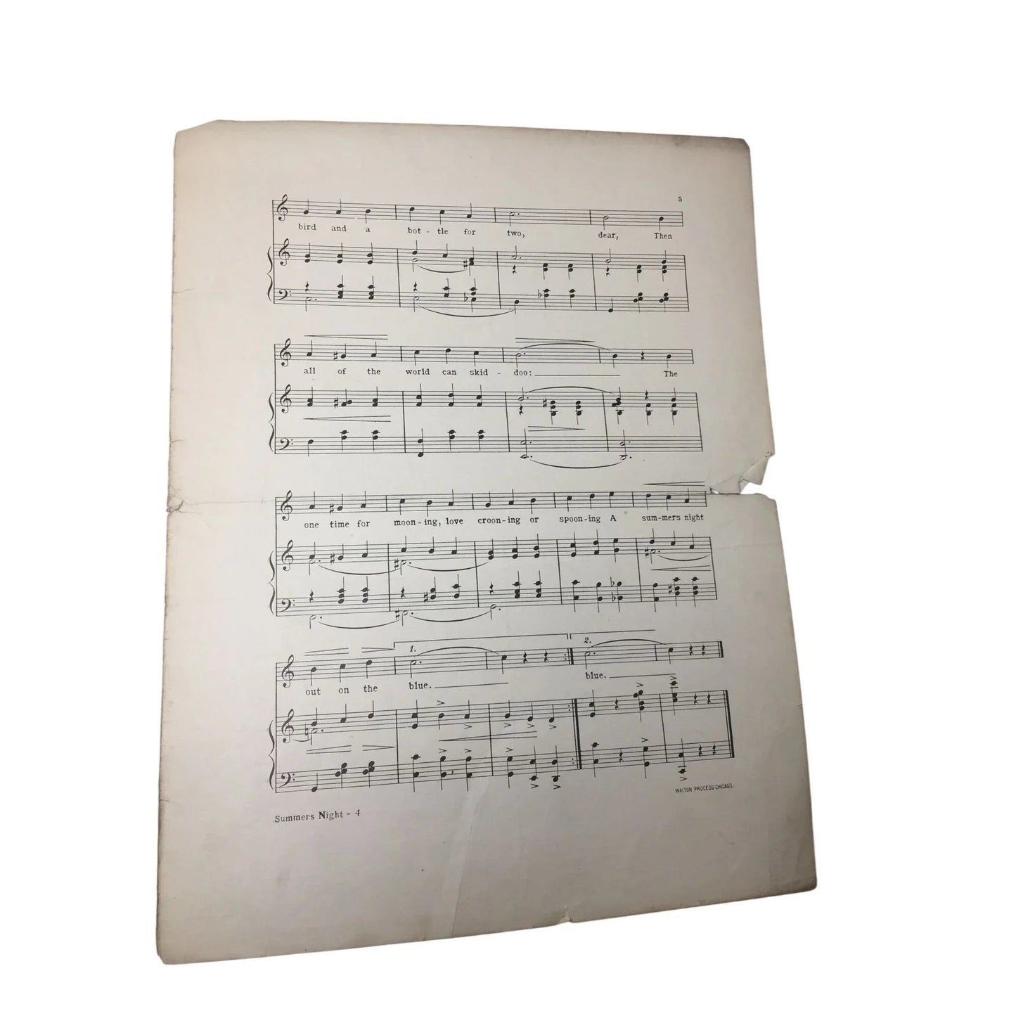 ''A Summer's Night Out On The Blue'' Vintage Sheet Music - A+ Stuff - SHEET MUSIC - A+ Stuff