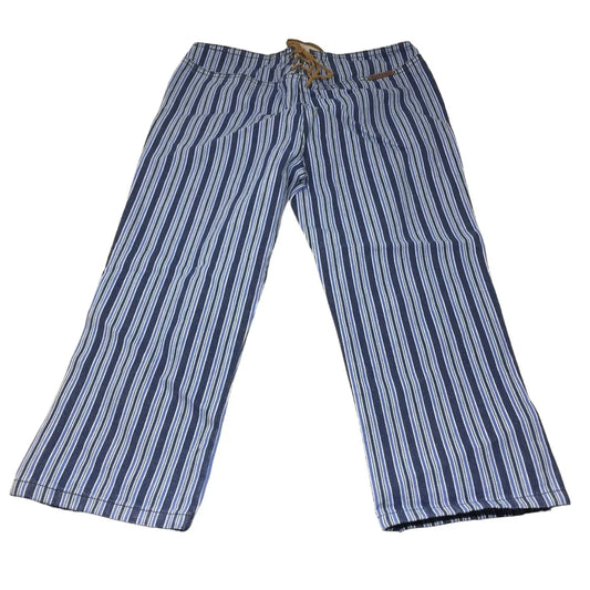 Abercrombie Girls Size 10 Striped Blue Super Low Rise Capri Pants New with Tags - A+ Stuff