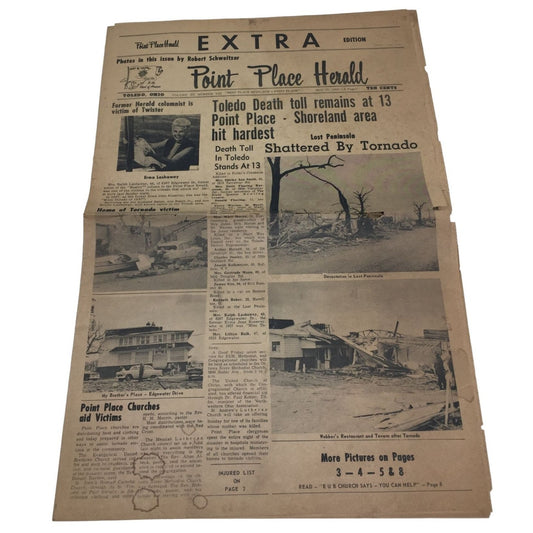Vintage Collectible Point Place Herald April 1965 Newspaper- Toledo death tolls remains at 13 Point Place