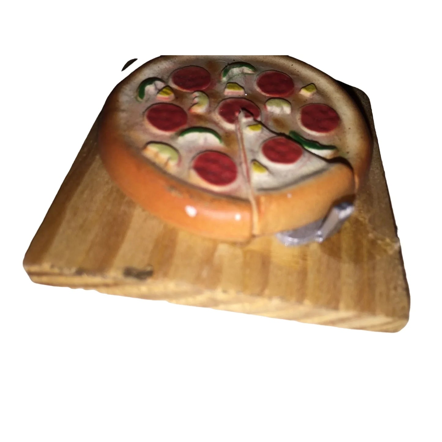 Pizza on Pizza Board Small Wooden Magnet - 3" - A+ Stuff