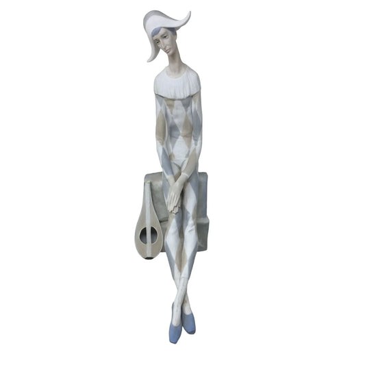 Vintage Collectible Figurine/Statue- Tall, Skinny Man Dressed as a Clown With Lute- Ladro Espana- Made in Spain A+ Stuff A+ Stuff