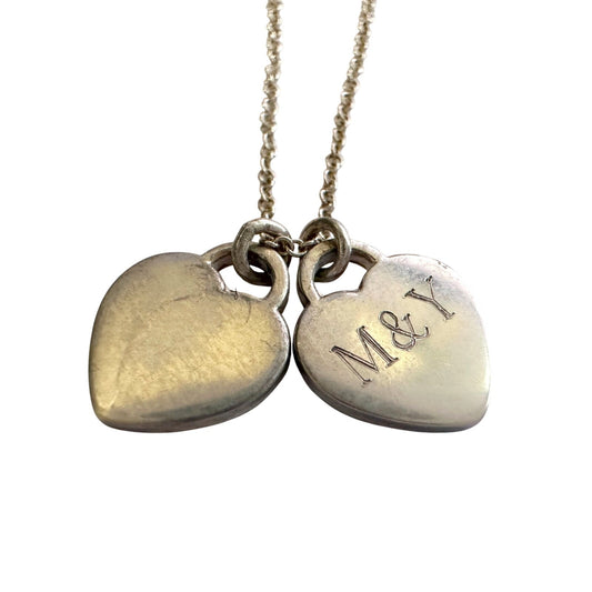 Tiffany & Co "Return To" Double Heart Necklace with Diamond