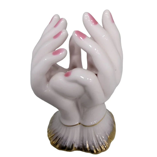 Porcelain Hands that would hold Jewelry, Trinkets, Flowers - Flowers at Wrist Gold Accents Mid-century Lefton China Lefton A+ Stuff