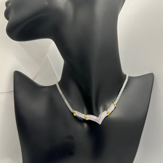 Beautiful Diamond Accented Chevron Wings Evening Necklace - A+ Stuff