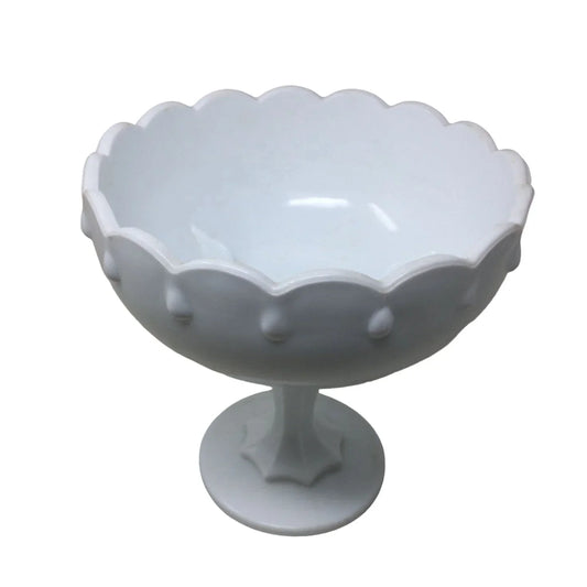 Vintage Indiana Glass Co. Teardrop Pattern Milk Glass - Tall Footed Compote Bowl/Dish Indiana Glass Co A+ Stuff