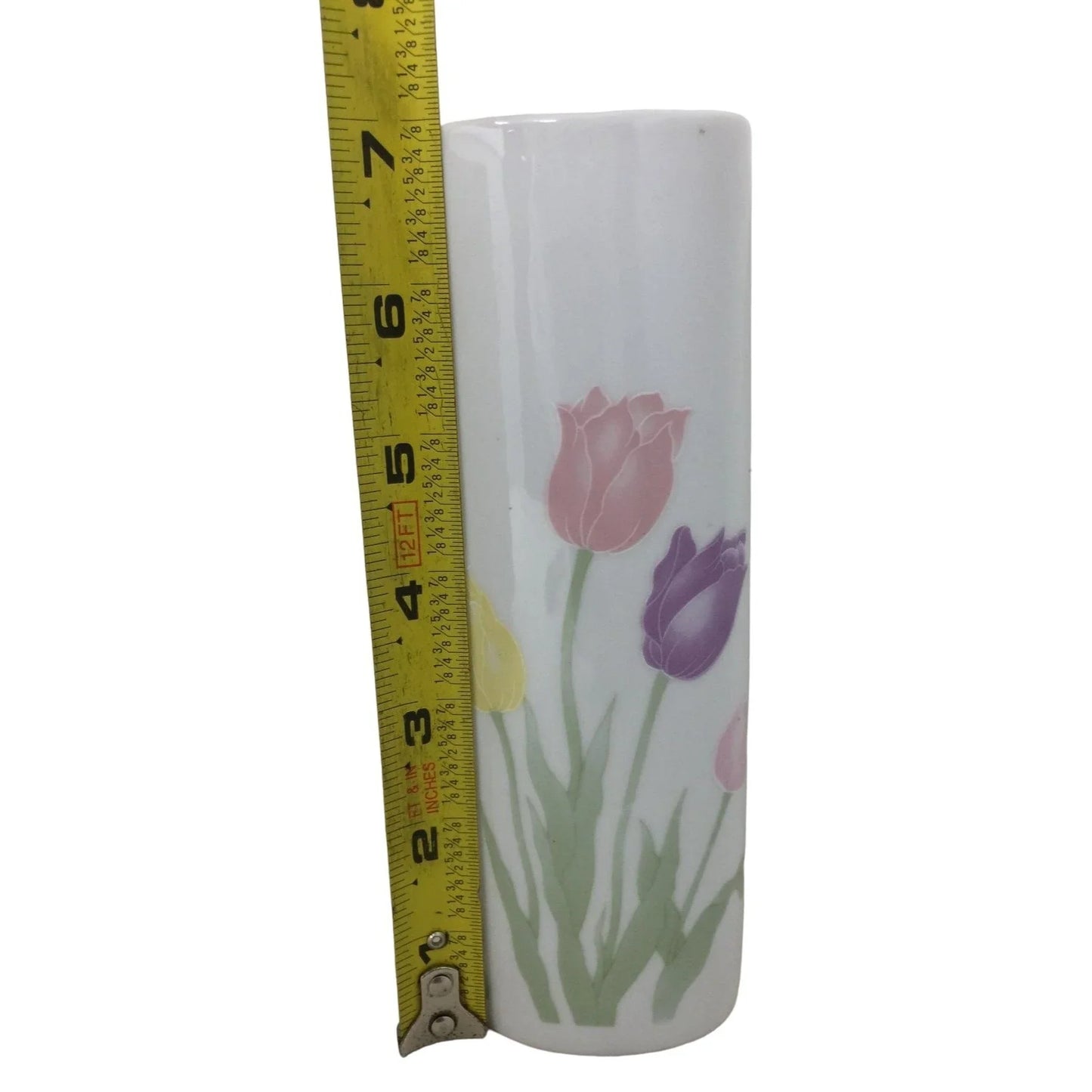 Vintage 1989 Ceramic Bud Flower Vase "Especially For You" w/ Pink, Purple & Yellow Tulips A+ Stuff A+ Stuff