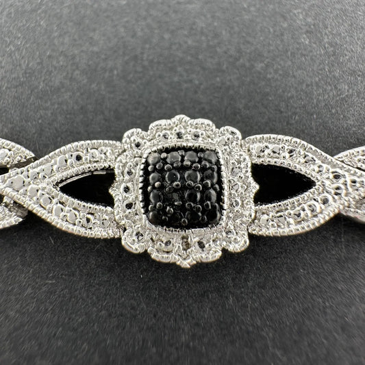 Beautifully Elegant Black and White Diamond Bracelet - Wonderful Detailing - A+ Stuff