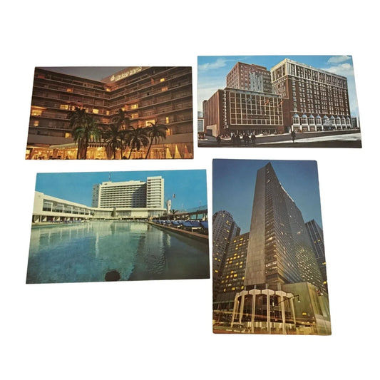 Vintage Set of 4 Post Cards of the City/Buildings- Deauville Hotel Of The Stars Miami, Florida - A+ Stuff
